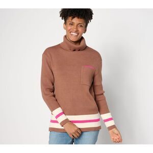 Studio Park Women's Top Sweater Sz M Colorblocked Brown A628687